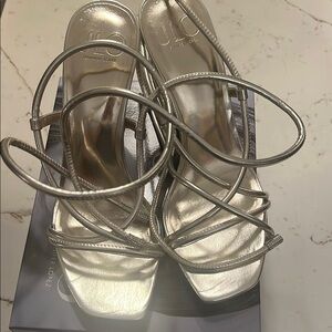 Jennifer Lopez Silver Strappy Sandals